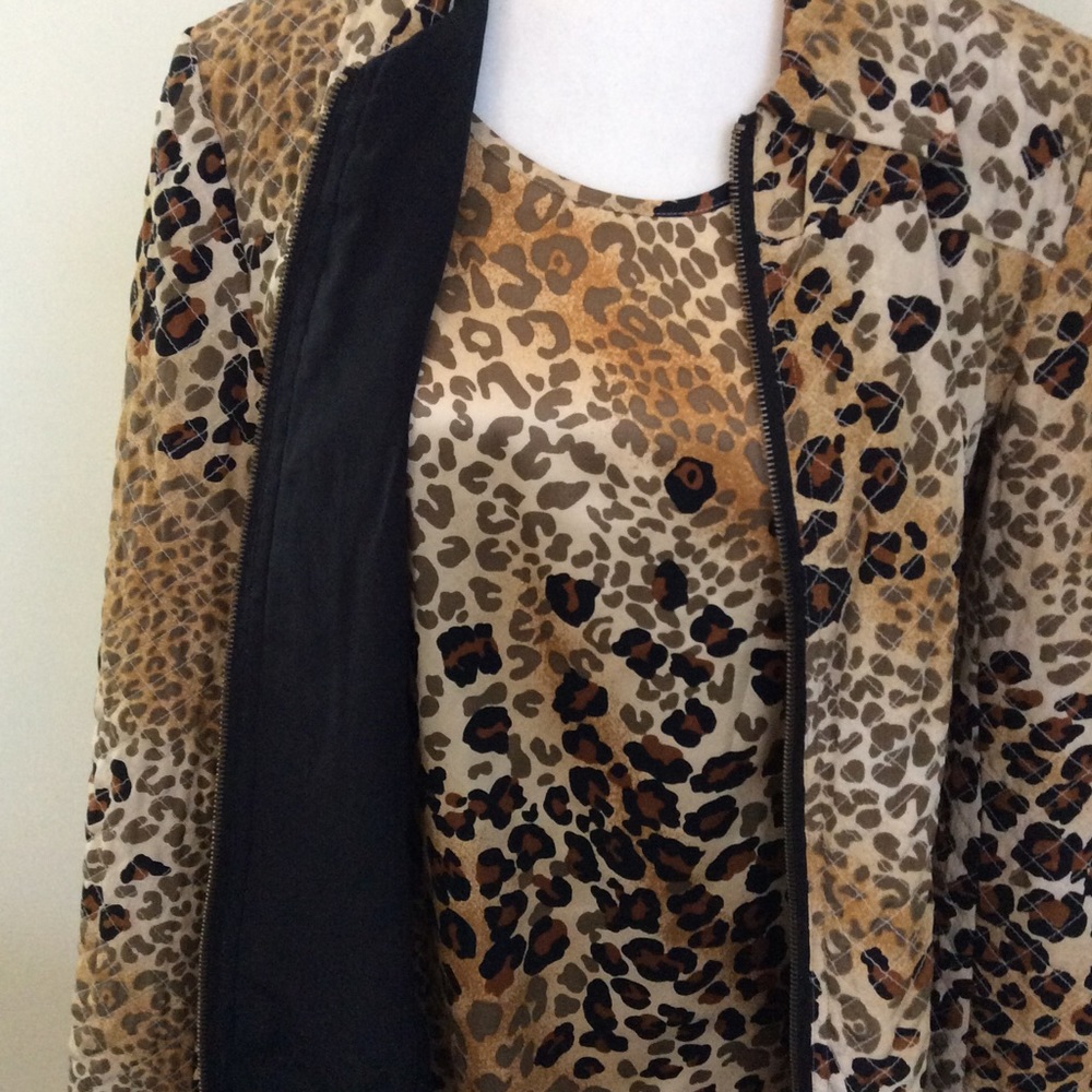 Cheetah Print Jacket & Cami Set Silk Quilted Sz S Dorman Mob Wife - Picture 8 of 10